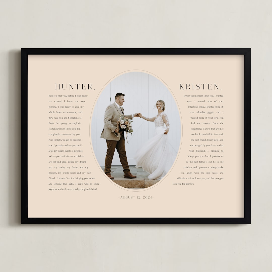 "Our Vows: Framed Photo" - Framed Photo in Blush by Sarah Curry - Framed