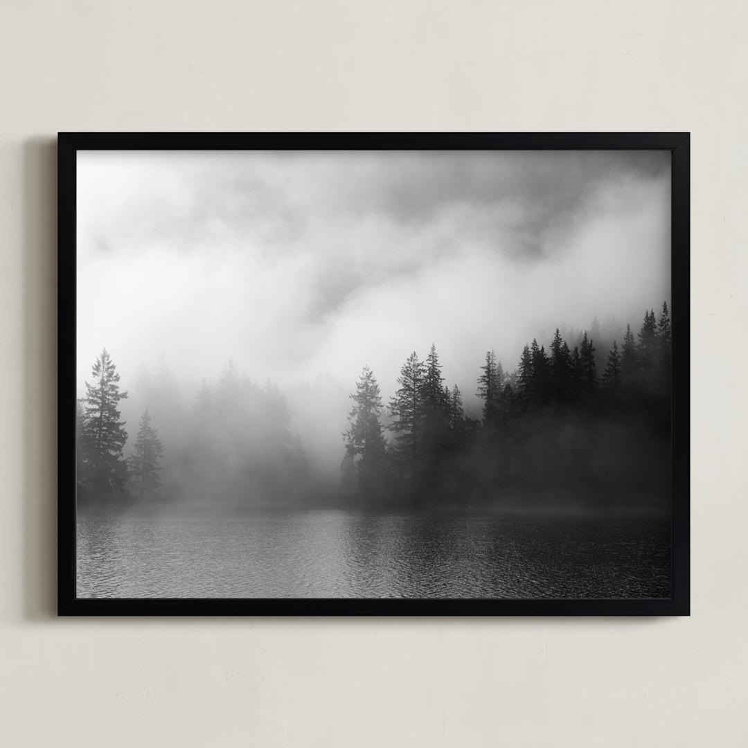 "Dark Fog" - Art Print in Dark Grey by Jennifer Morrow - Framed