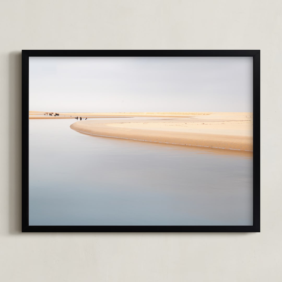 "Tributary on the Coast" - Art Print in Sand by TS Designs - Framed