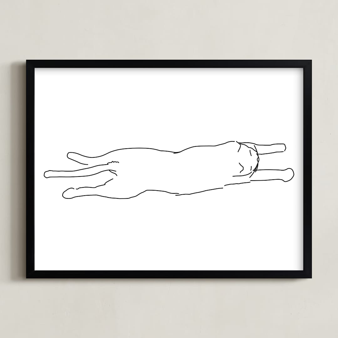 "Sleepy Kitty" - Art Print in White by Tyler Tea - Framed