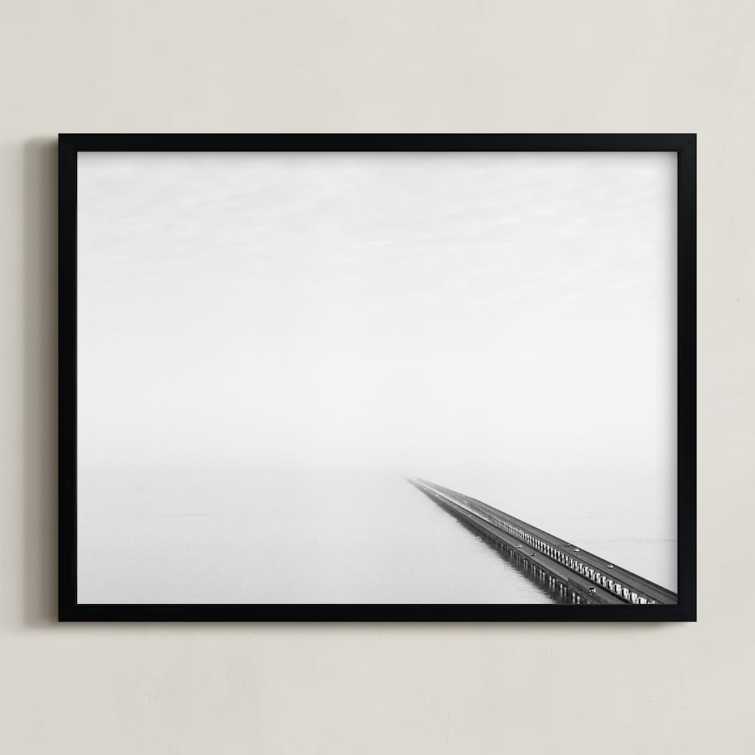 "Never-Ending Bridge" - Art Print in Grey Shades by Marker Girl - Framed