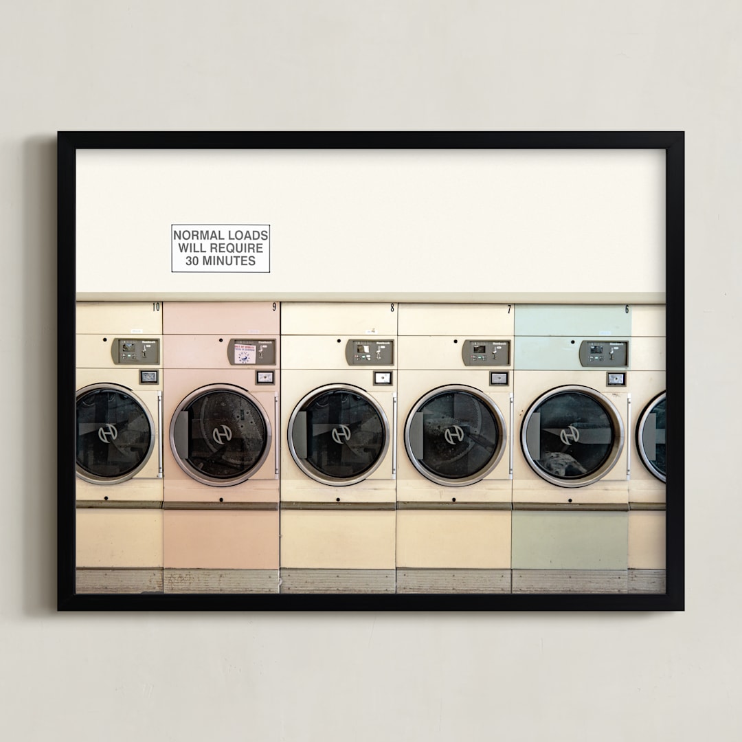 "at the laundromat" - Art Print in isabelline by Maja Cunningham - Framed