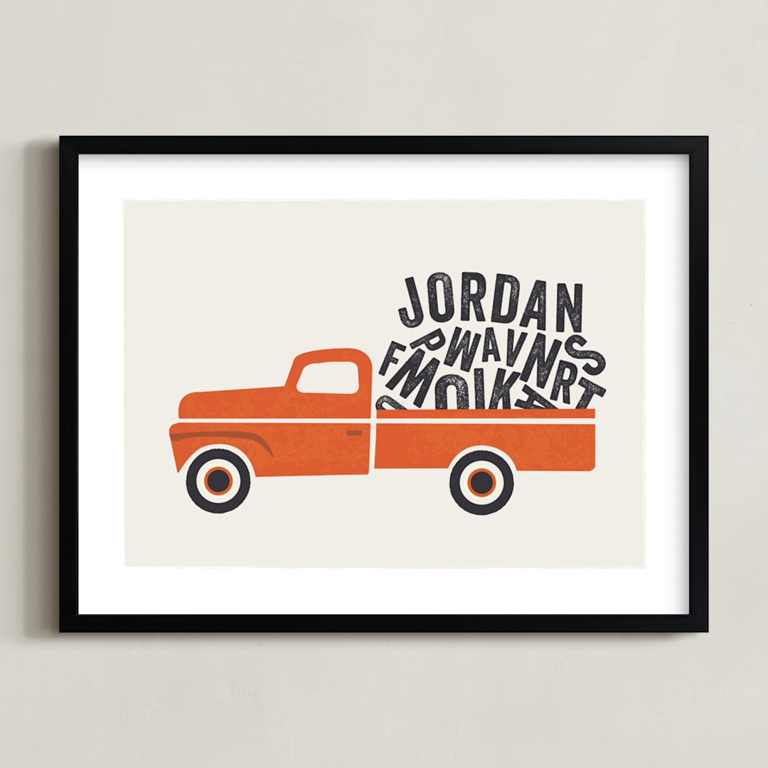 "Heavy Load" - Personalized Art Print in Tangerine by Karidy Walker - Framed