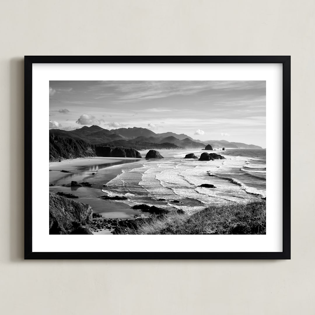 "Coastline" - Art Print in Black & White by Sea and Sky - Framed