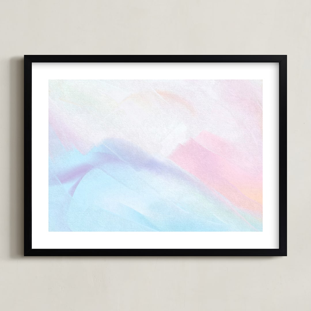 "Pastel Mountains" - Art Print in Berry by AYR - Framed