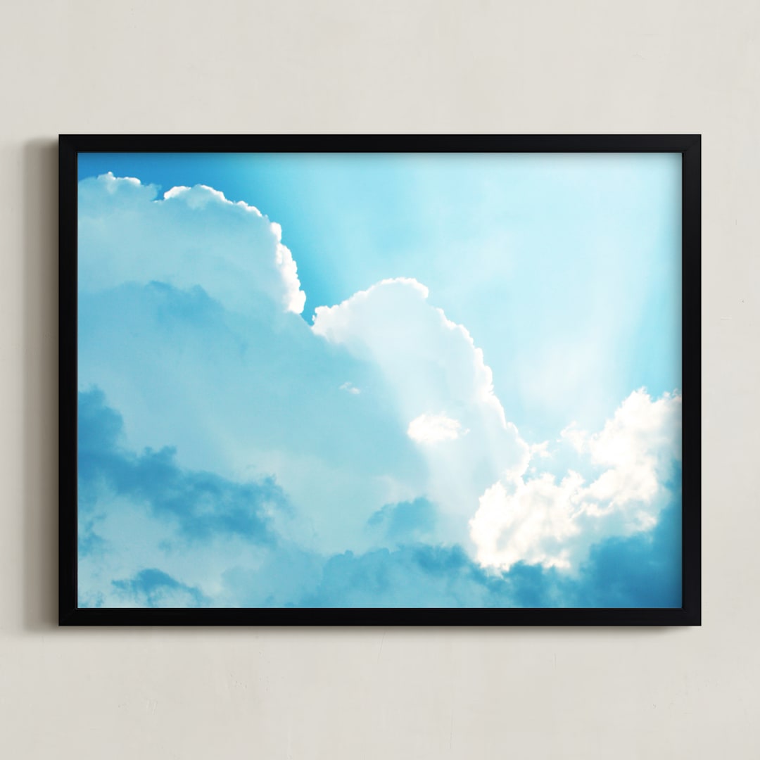 "Through it All (Clouds)" - Art Print in Sky Blue by Loree Mayer - Framed