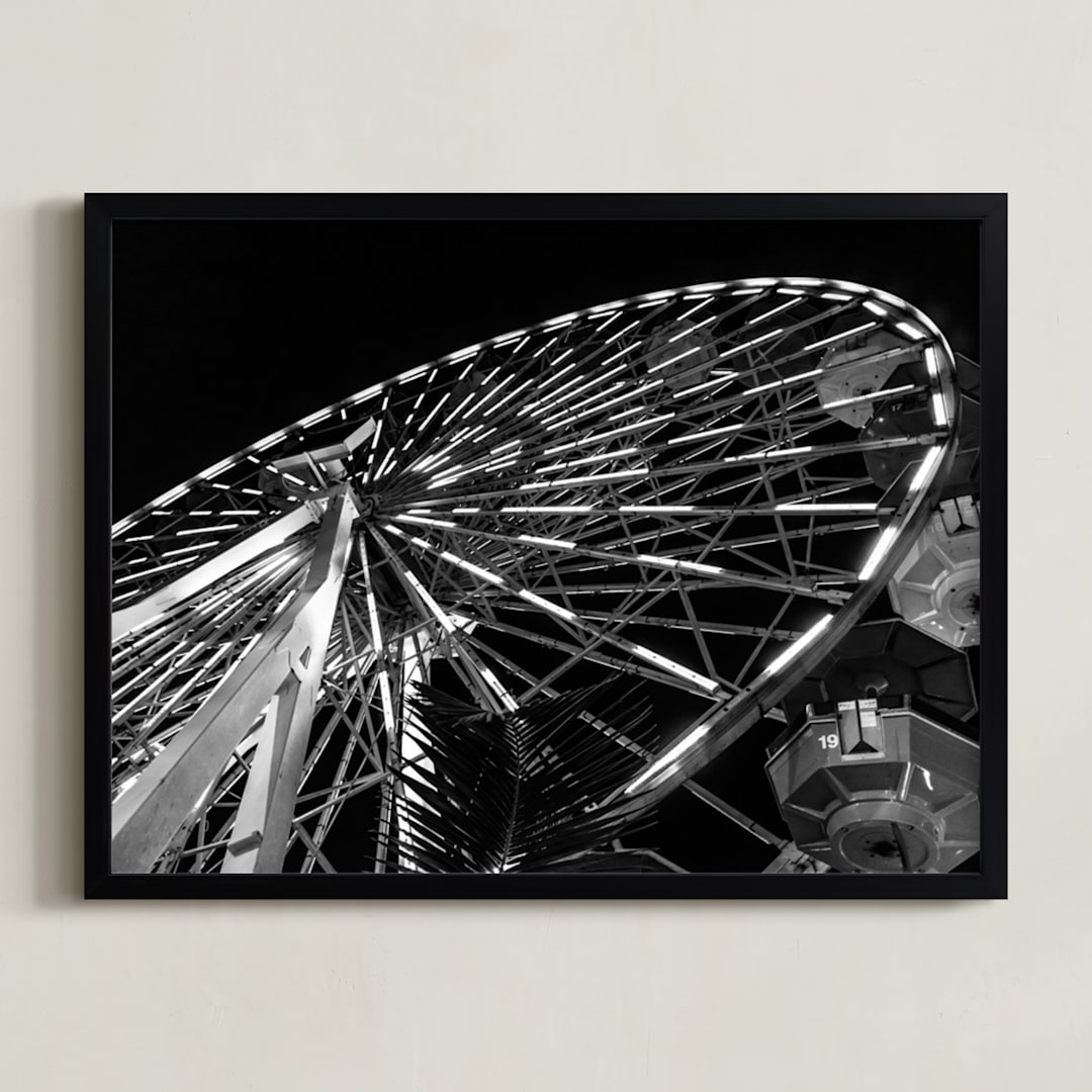 "big WHEEL" - Art Print in black and white by Gail Schechter - Framed