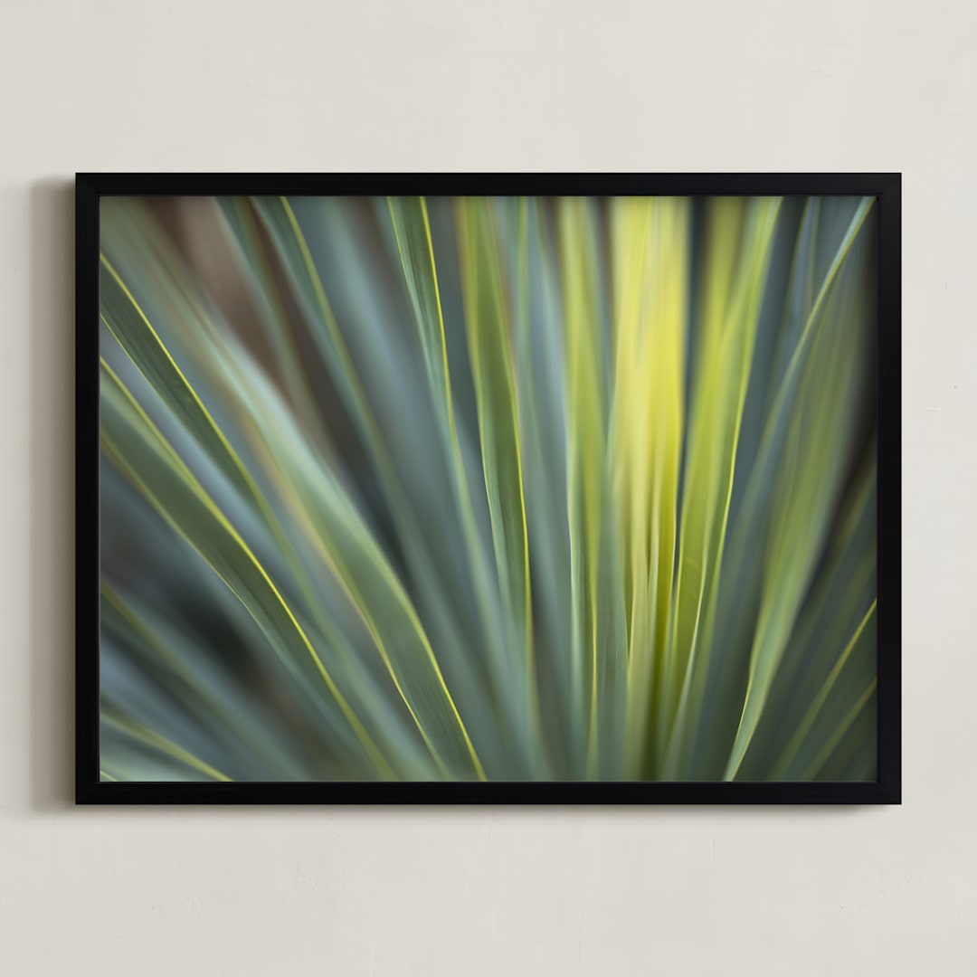 "Linear in Green" - Art Print in Cool Leaf Green by Carol Schiraldi - Framed