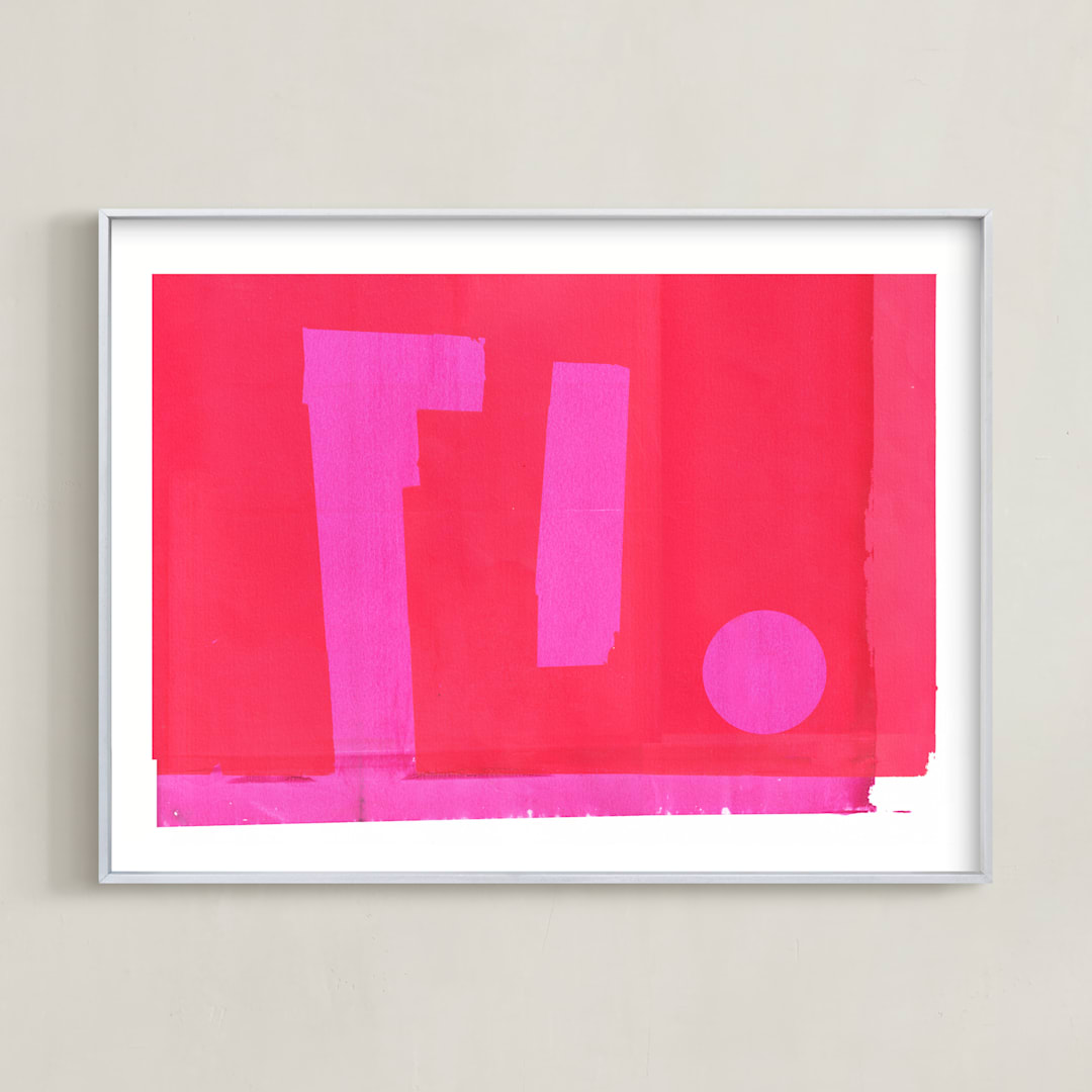 "Modern colors" - Art Print in Vibrant Red by Marta Crea - Framed