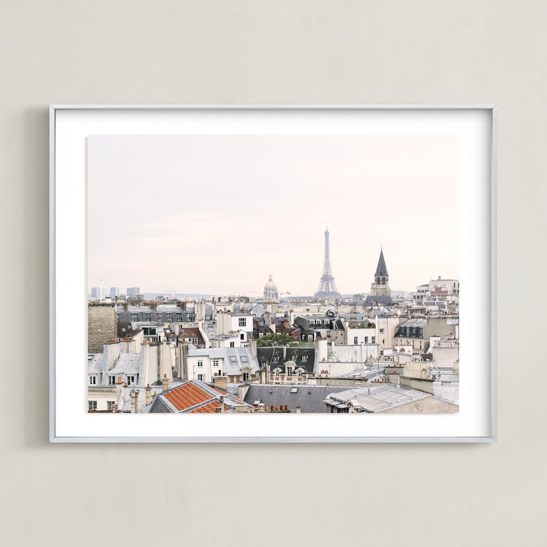 "French Dreams" - Art Print in Hazy Gray by Annie Montgomery - Framed