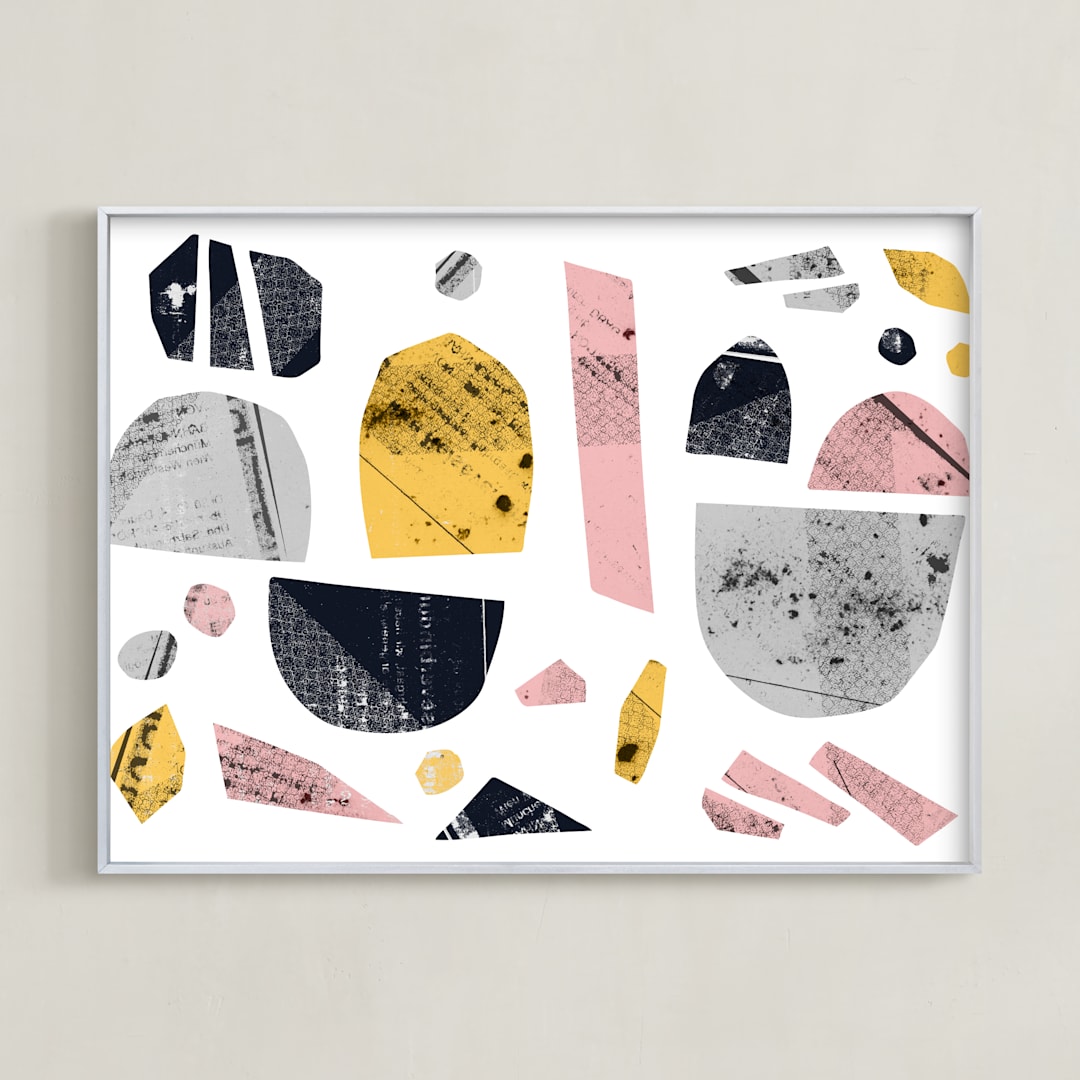 "Boats on a river" - Art Print in light and fun by Susanne Kasielke - Framed