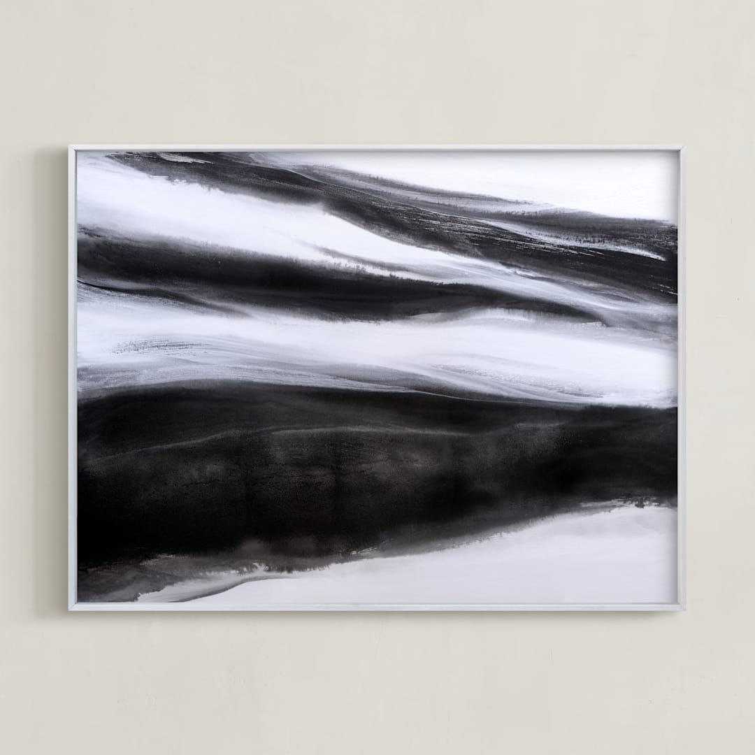 "Black Tie Silver" - Art Print in Silver Black by Teodora Guererra - Framed