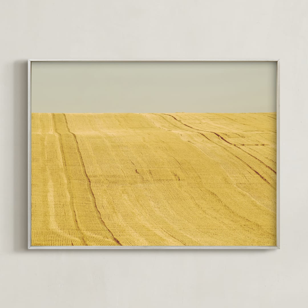 "Sunny field" - Art Print in Yellow field by Lying on the grass - Framed