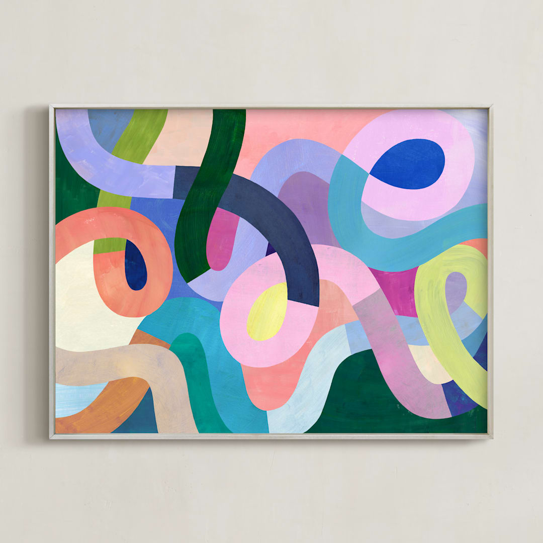 "Tangled" - Art Print in Pastel Pink by melanie mikecz - Framed