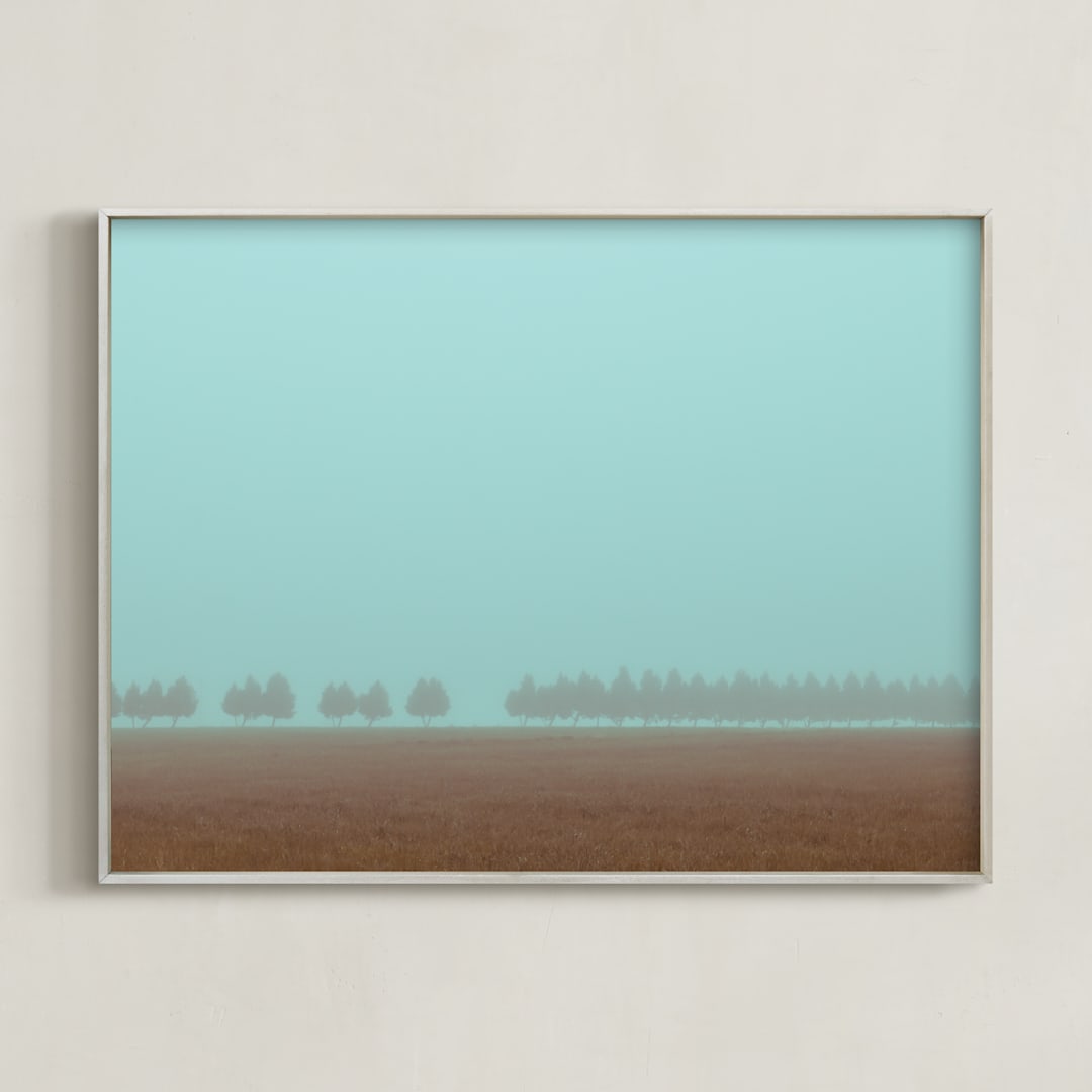 "Shrouded Trees" - Art Print in Dusty Cyan by Gabrial Reising - Framed