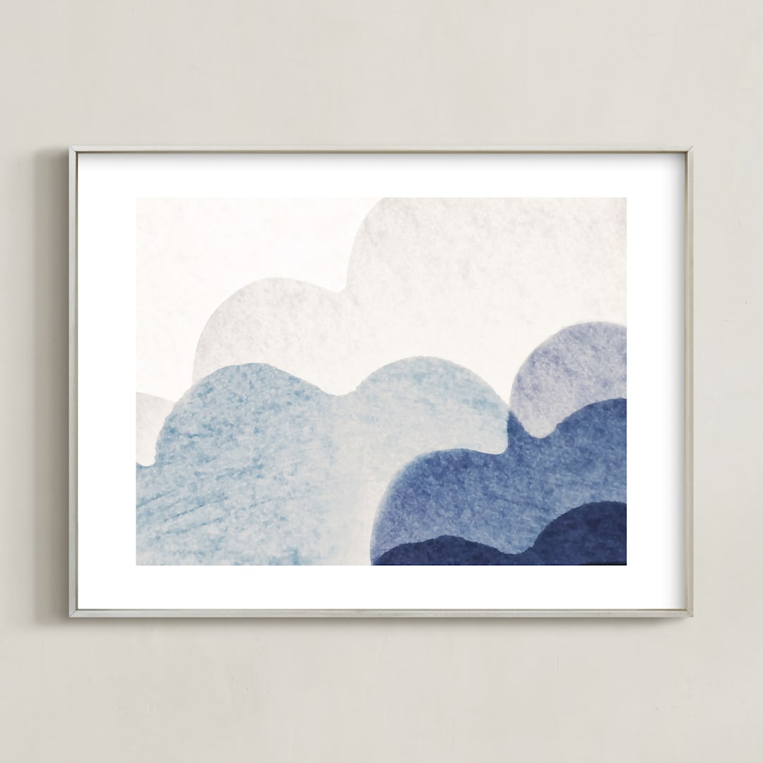 "Sweetly Dreaming" - Art Print in Blue by Karen Kardatzke - Framed