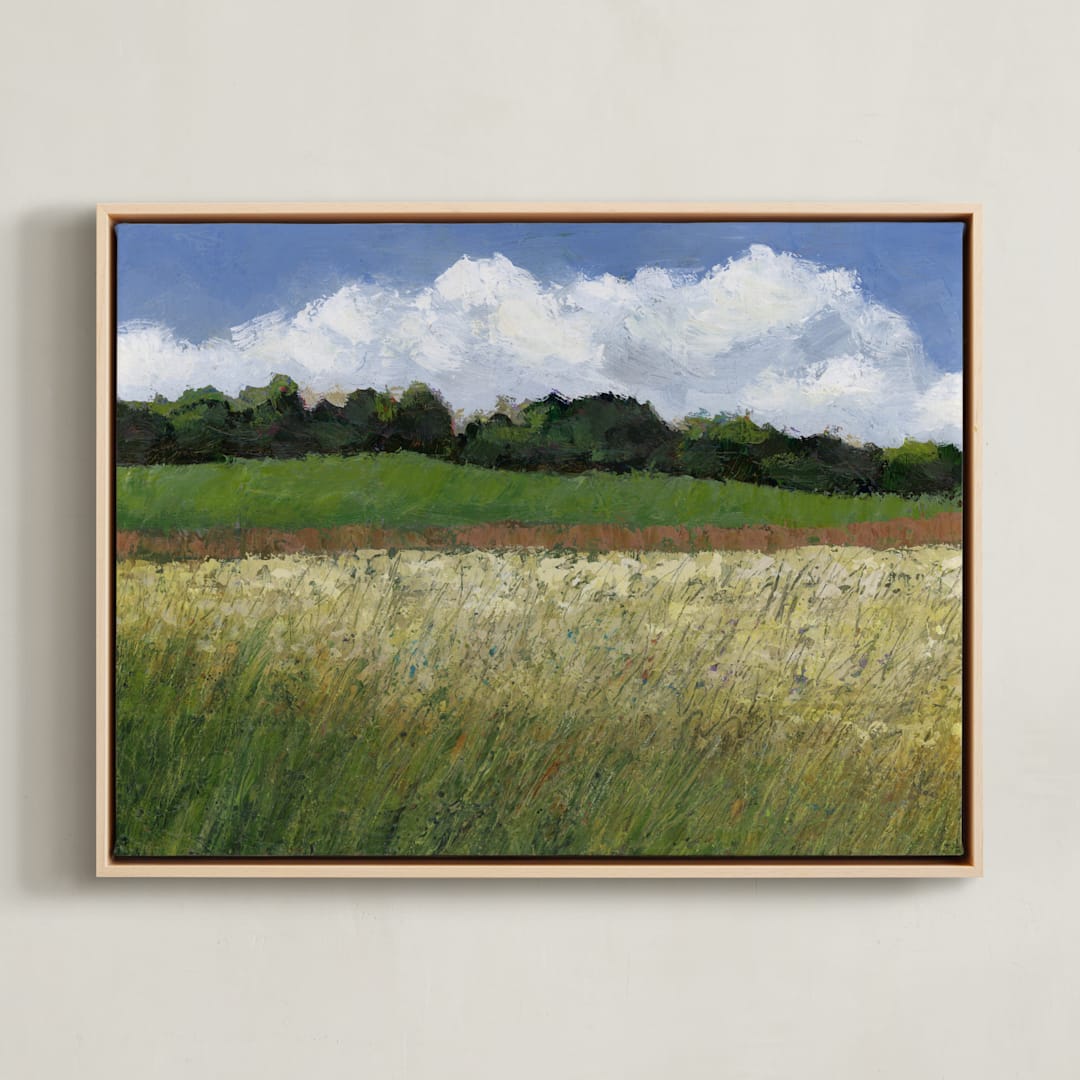 "Meadow Horizon" - Art Print in Grass Green by Kristi Visser - Framed Canvas