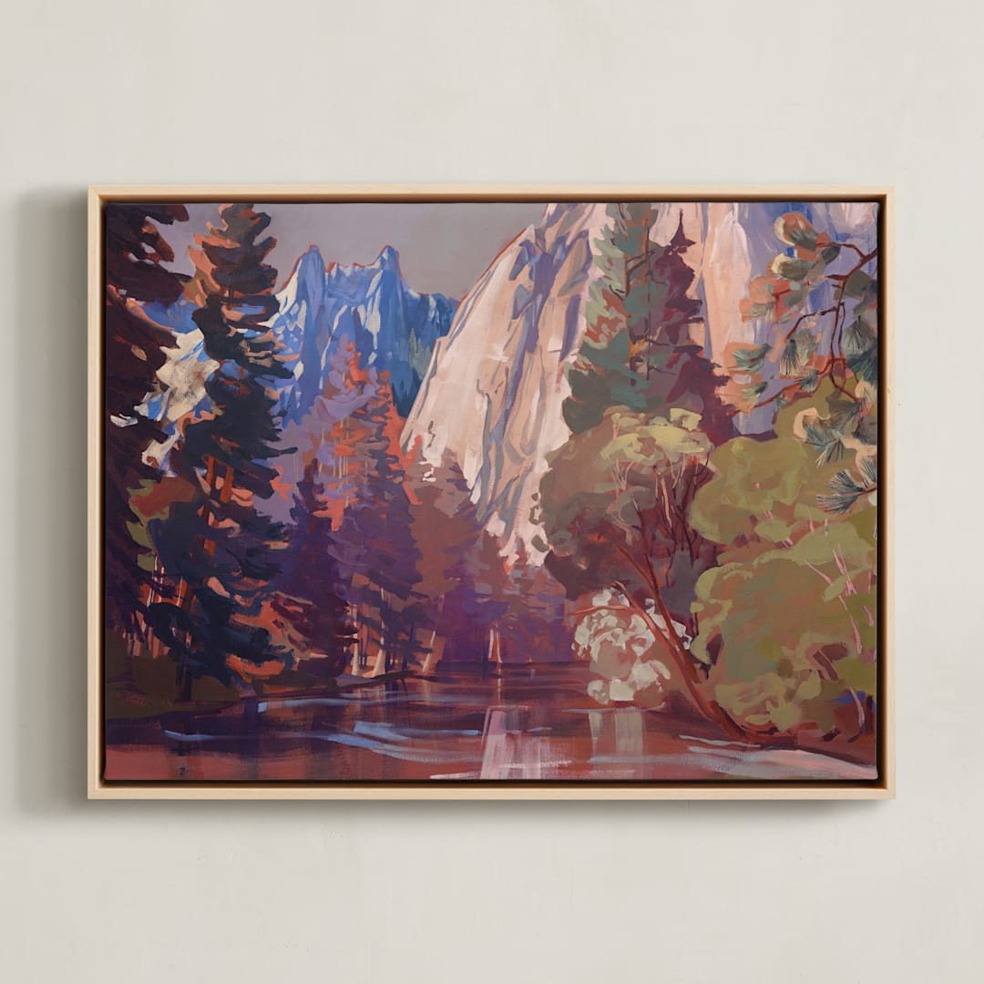 "Morning on the Merced" - Art Print in Morning Sun by Jess Franks - Framed Canvas