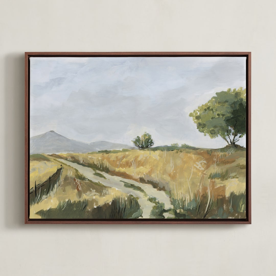 "Nature's Beauty" - Art Print in Moss Green by Lucrecia Caporale - Framed Canvas