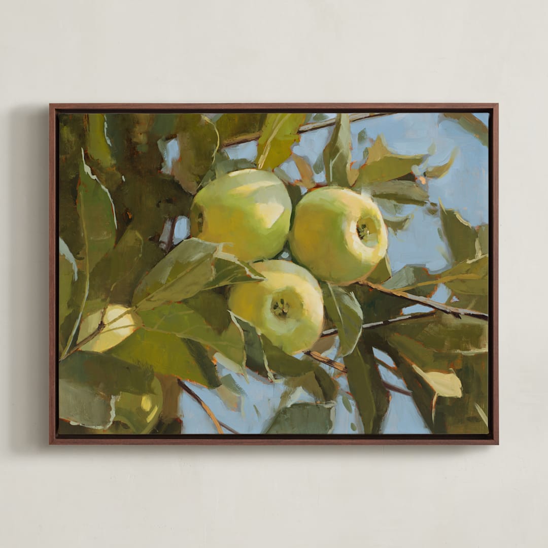 "The Tree Amigos" - Art Print in Green Apple by Rachel Nelson - Framed Canvas
