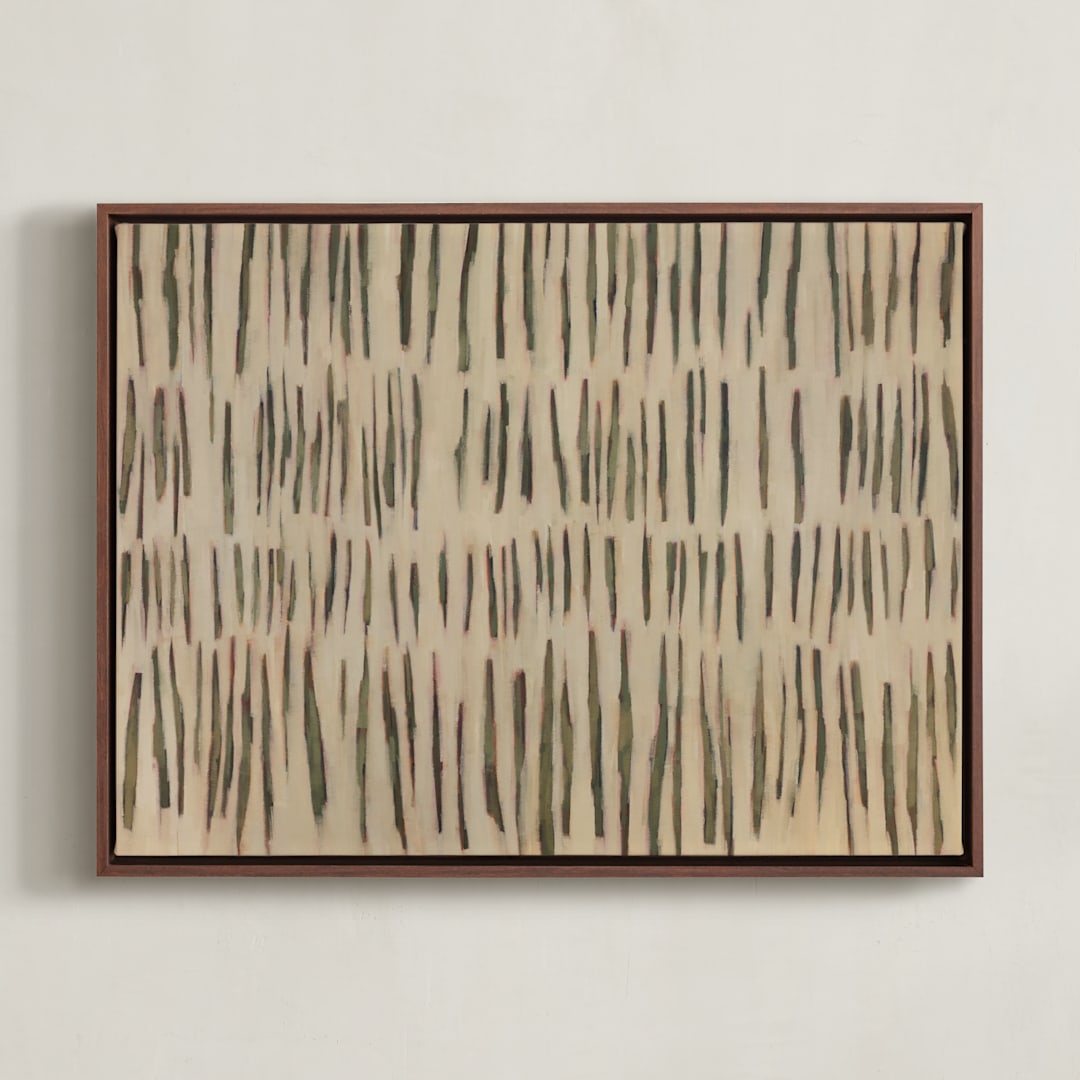"Naive" - Art Print in Neutral Mossy Green by Ashley Armistead - Framed Canvas