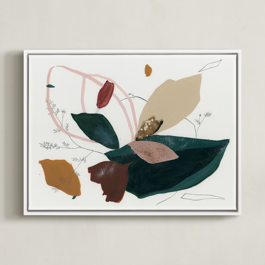 "I Wandered in the Forest" - Art Print in Forest Green by Sarah McInroe - Framed Canvas