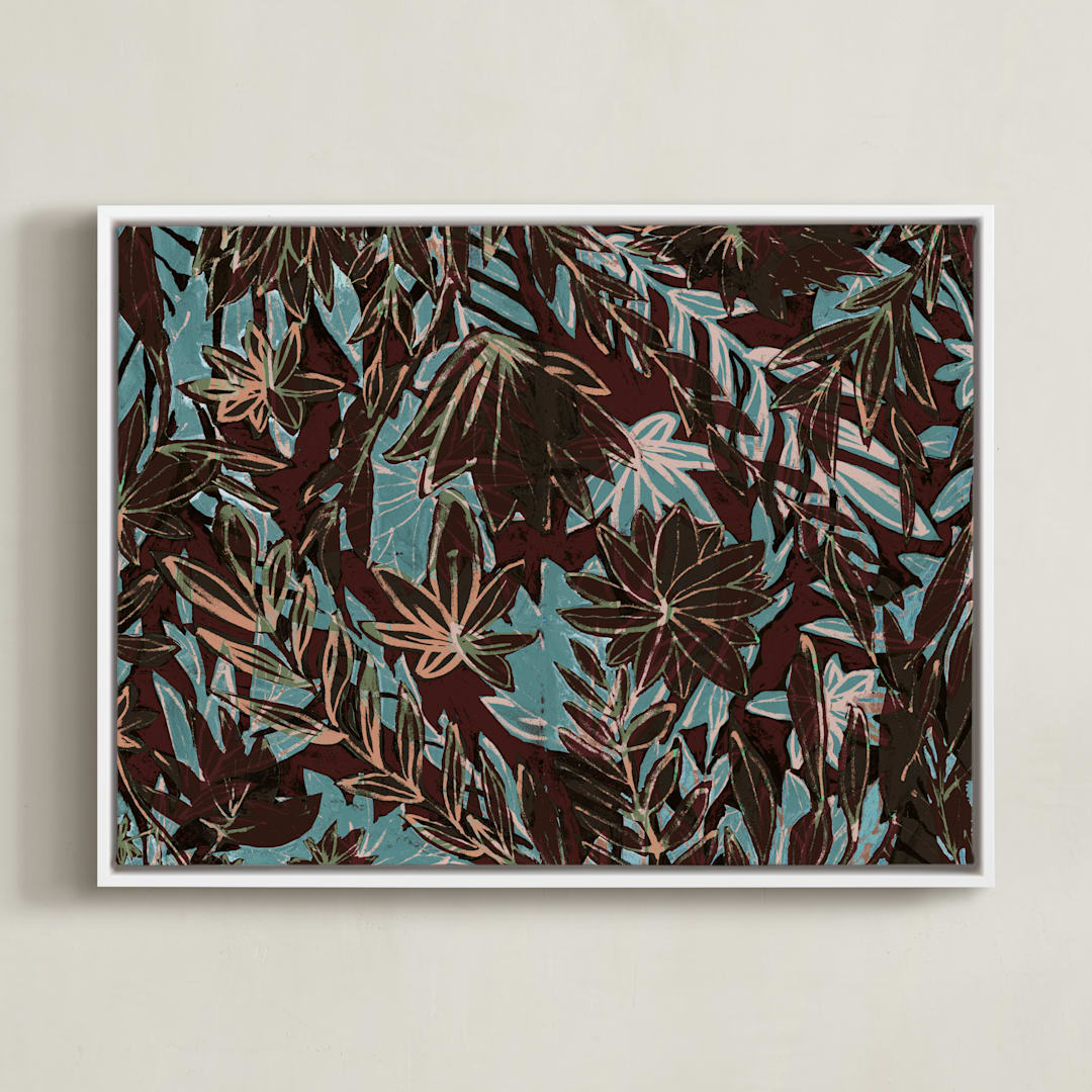 "Over saturated garden" - Art Print in Over blue by Bethania Lima - Framed Canvas
