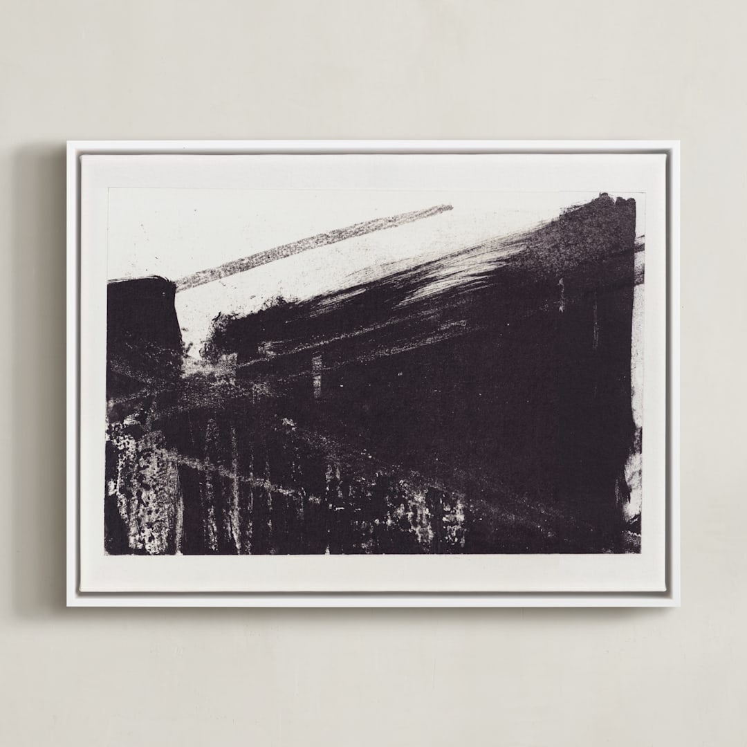 "Modern Lithograph" - Art Print in Black, Brocken White by Marta Crea - Framed Canvas