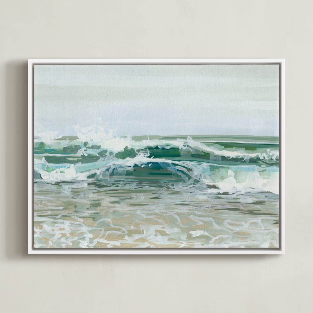"Soft Break" - Art Print in Pale Aqua by BROOK PAGE - Framed Canvas