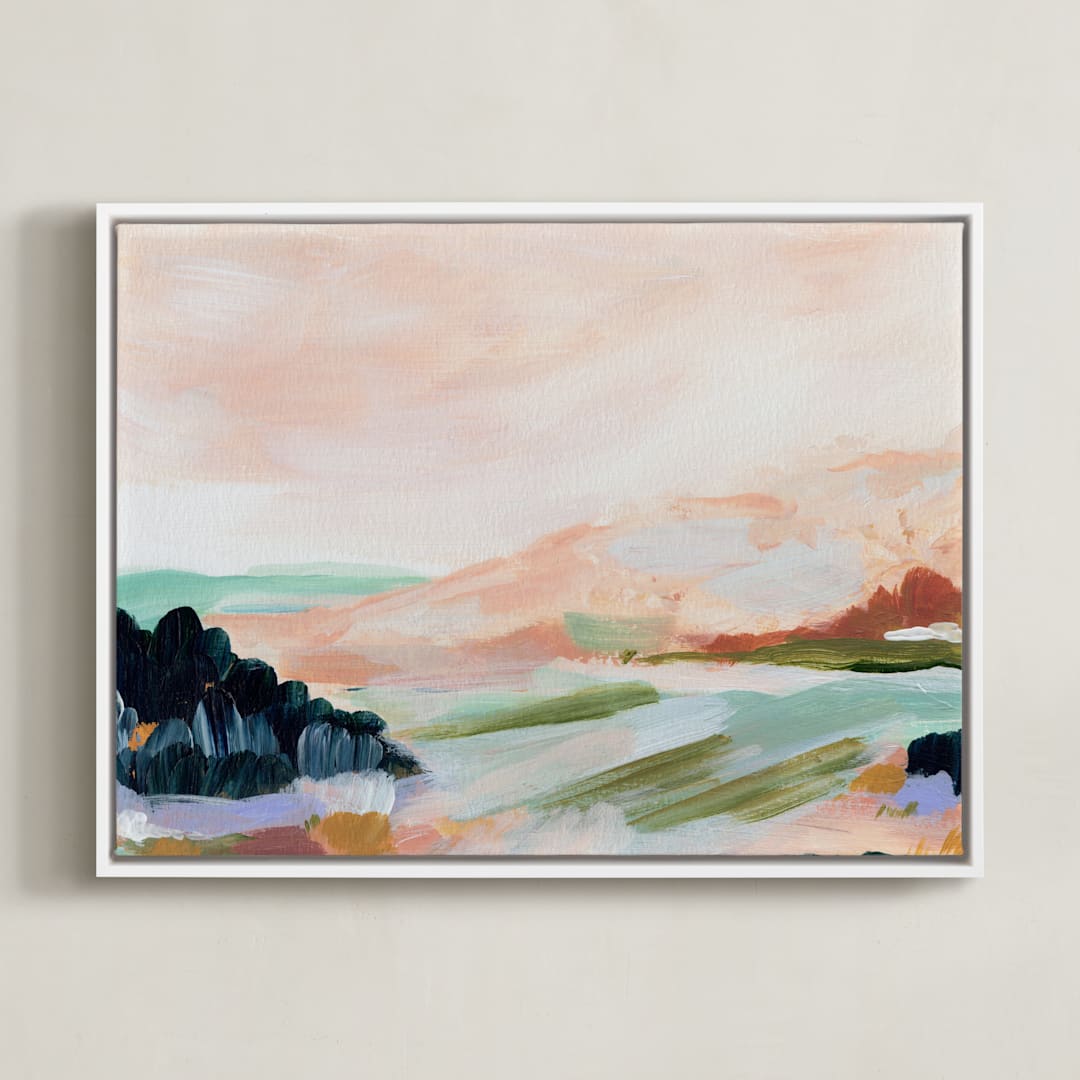 "Sandstone Cliffs" - Art Print in Blush by Kayla King - Framed Canvas