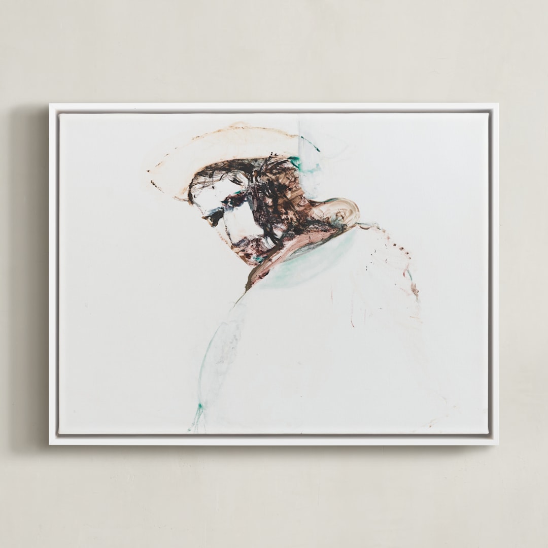 "painting of a man" - Art Print in bark by Ramnik Velji - Framed Canvas