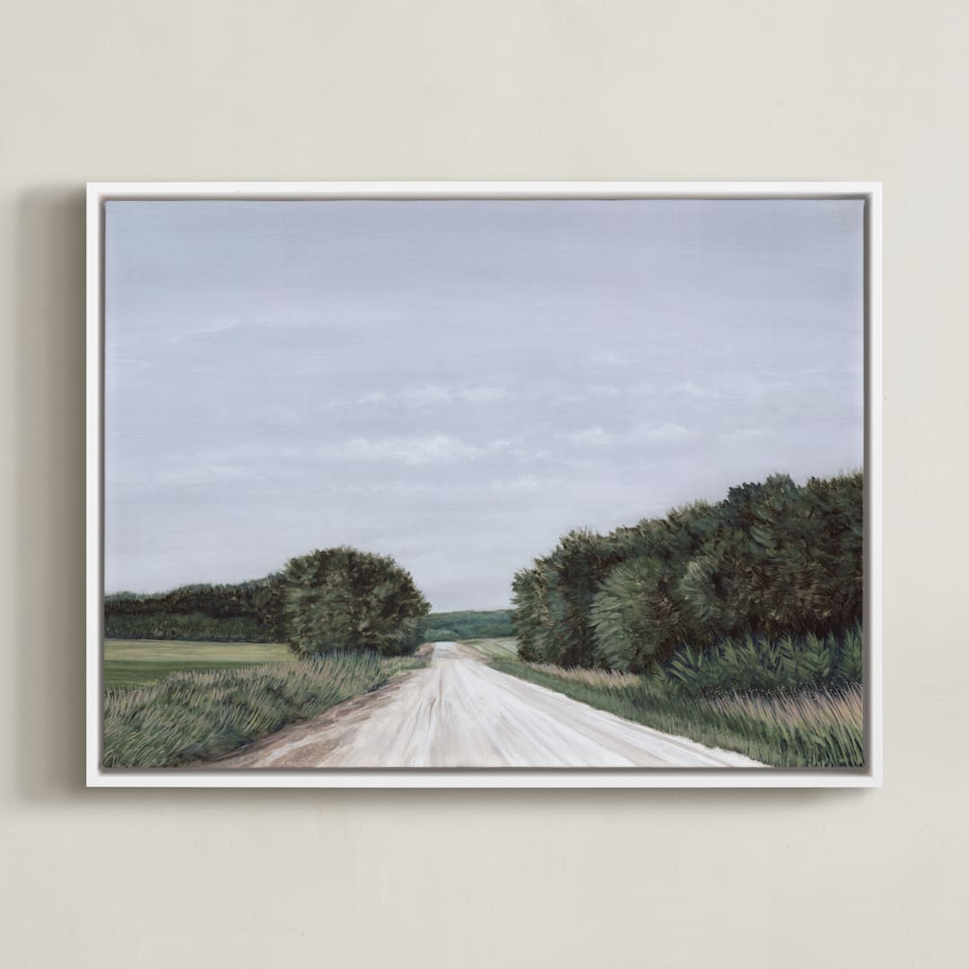 "Backroad" - Art Print in Field Green by Hettie Roberts - Framed Canvas