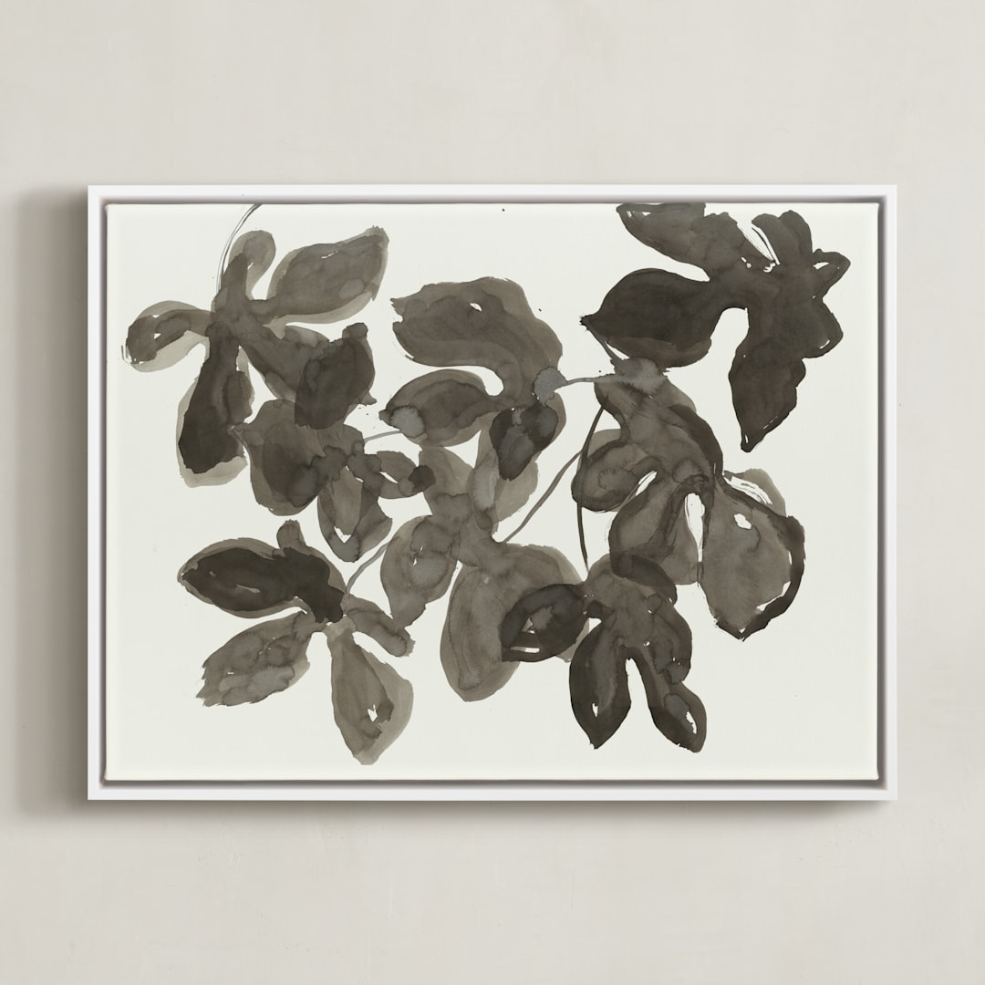 "Light Dappled" - Art Print in Ink Wash Grey Sepia by Lise Gulassa - Framed Canvas