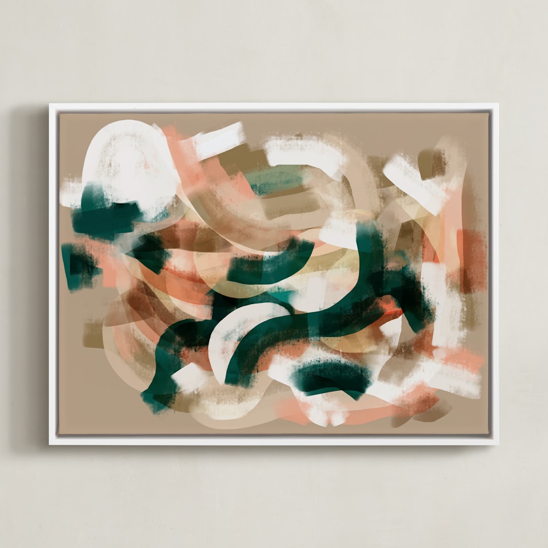 "Afterglow Dimension" - Art Print in Salmon by Zhanet Rosenova - Framed Canvas