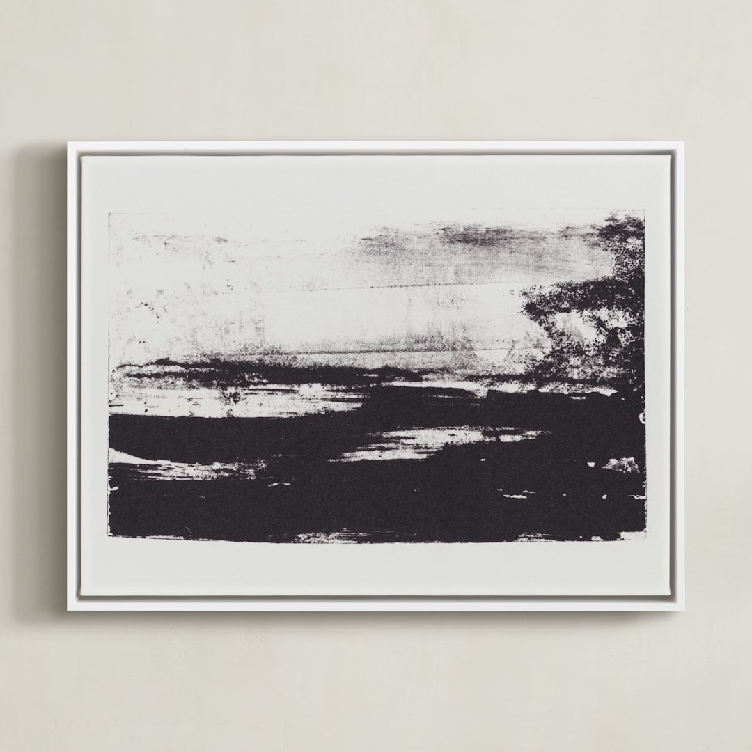"Abstract Lithograph" - Art Print in Black, White by Marta Crea - Framed Canvas
