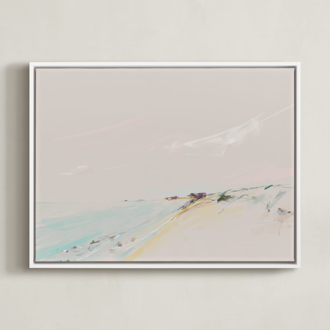"Inky Beach" - Art Print in Ocean Spray by Eric Ransom - Framed Canvas