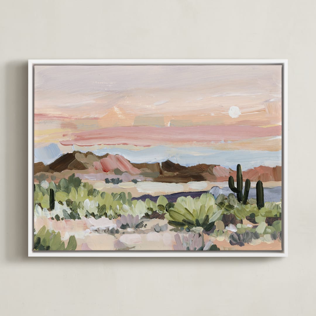 "Arizona Desert Sunset" - Art Print in Dusty Rose by Shina Choi - Framed Canvas