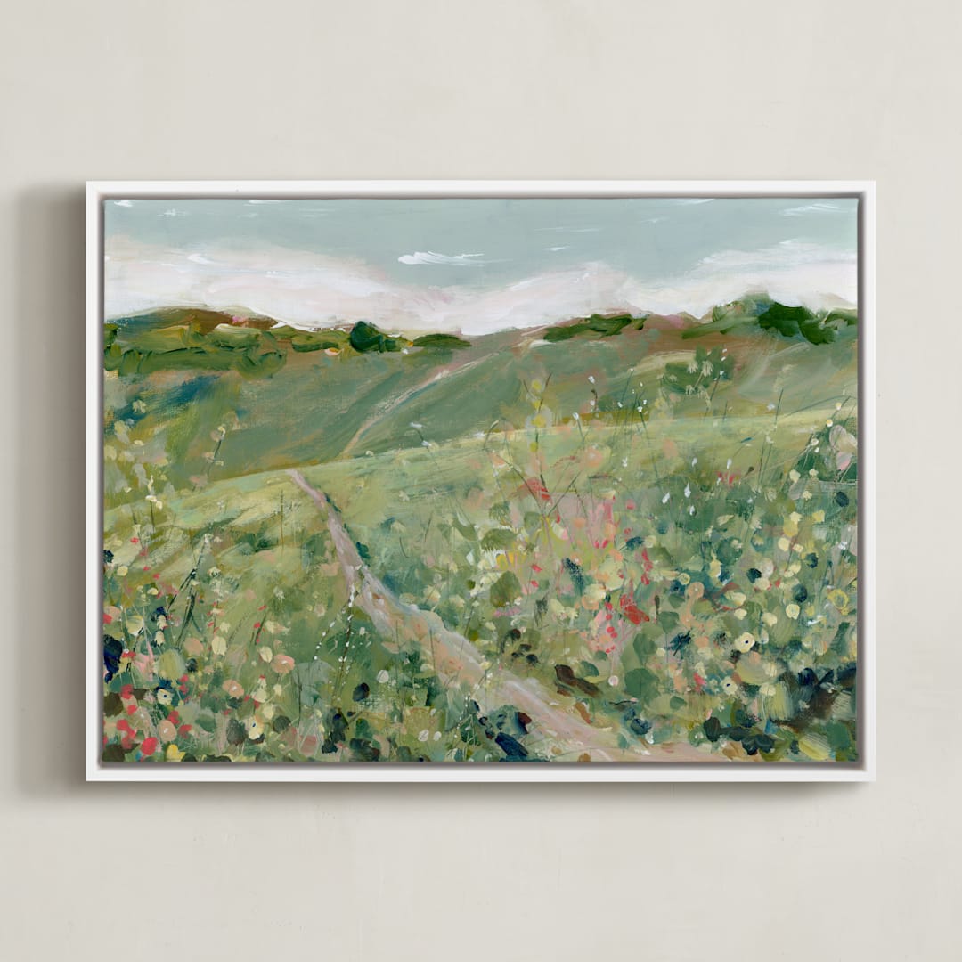 "Find Your Way" - Art Print in Meadow by Lindsay Megahed - Framed Canvas