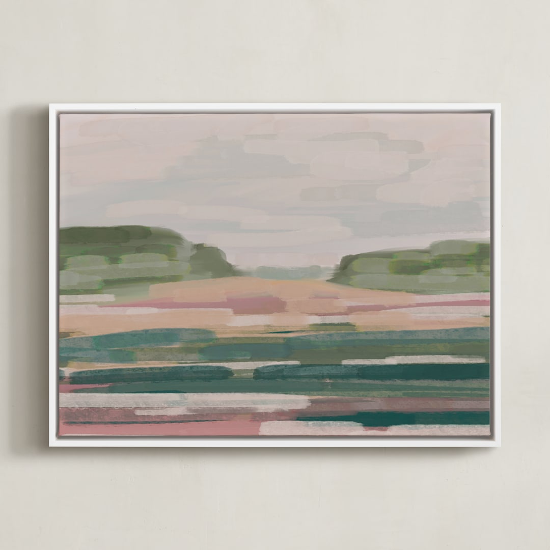 "Between the Hills" - Art Print in Natural by Brooke Drake - Framed Canvas