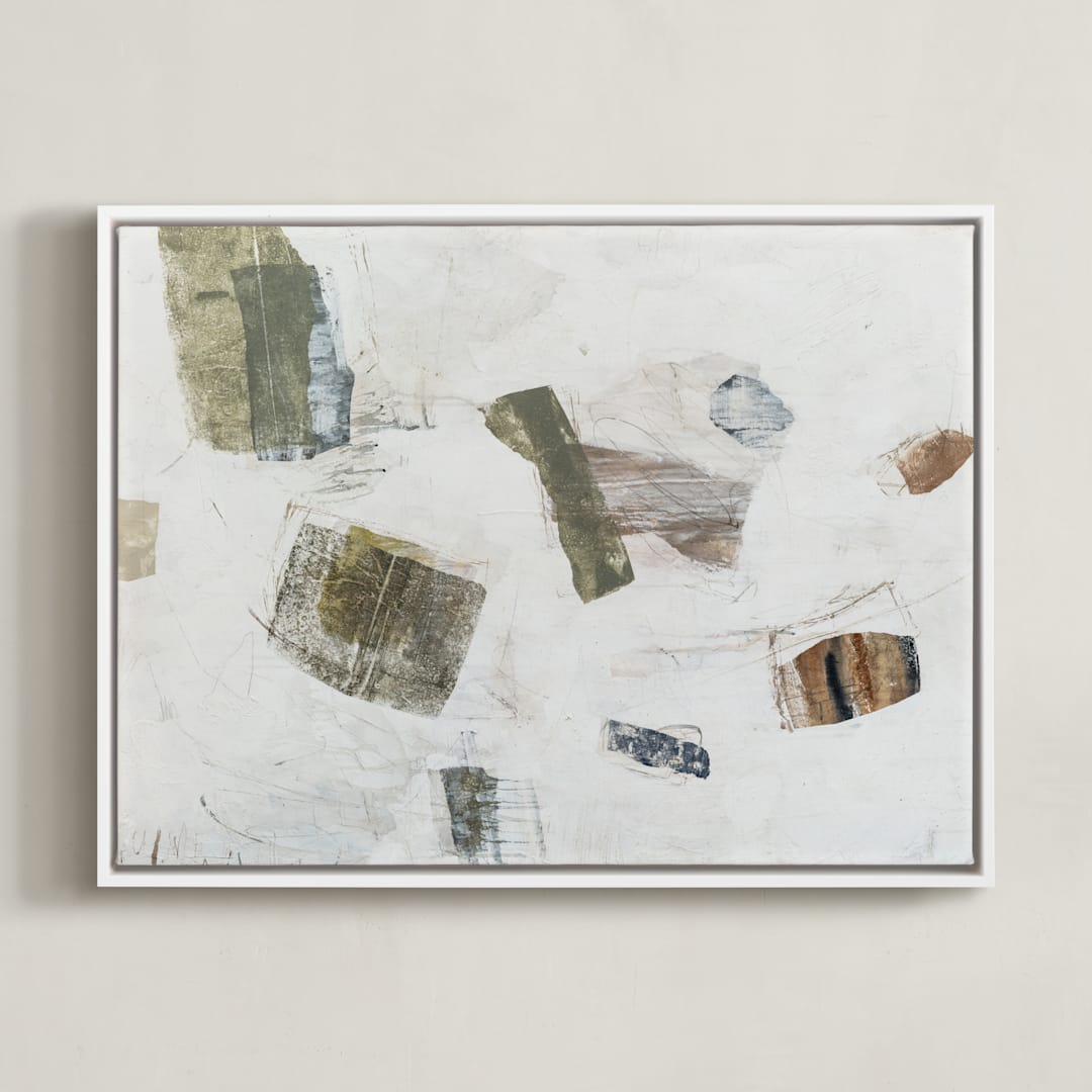 "Woolen" - Art Print in Olive by Jennifer Daily - Framed Canvas