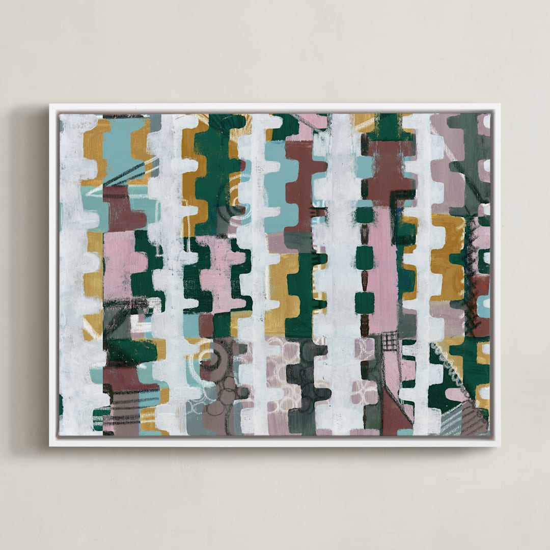 "Assemblage II" - Art Print in Assembled egg blue by Bethania Lima - Framed Canvas