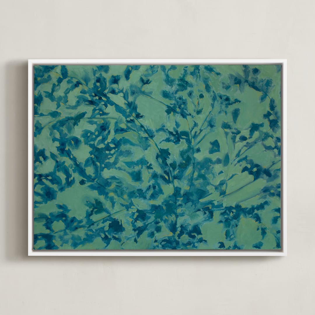 "Shifting: Spring" - Art Print in Aqua by Alysia Quisenberry - Framed Canvas