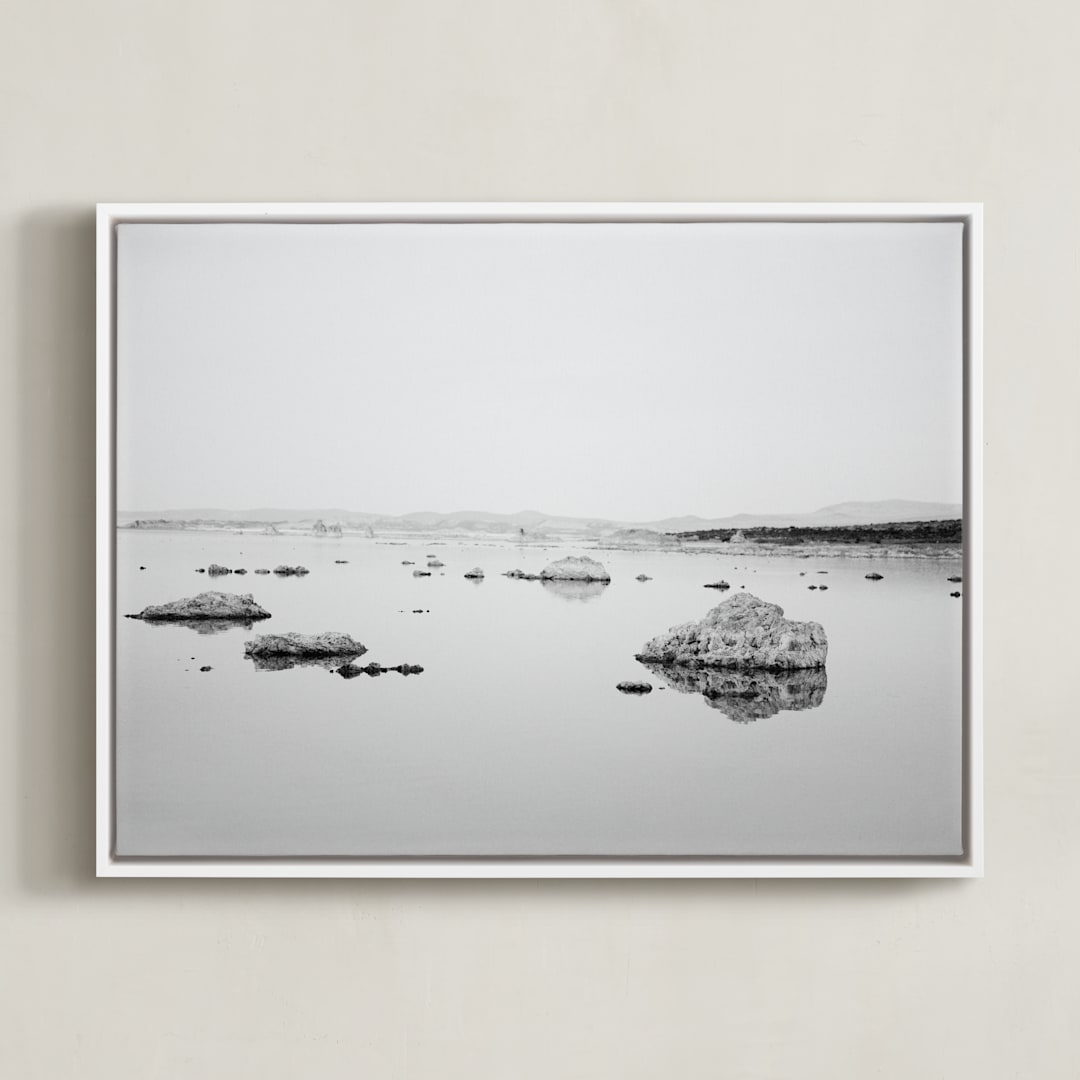 "Silver Sea Moon" - Art Print in Black & White by Tania Medeiros - Framed Canvas
