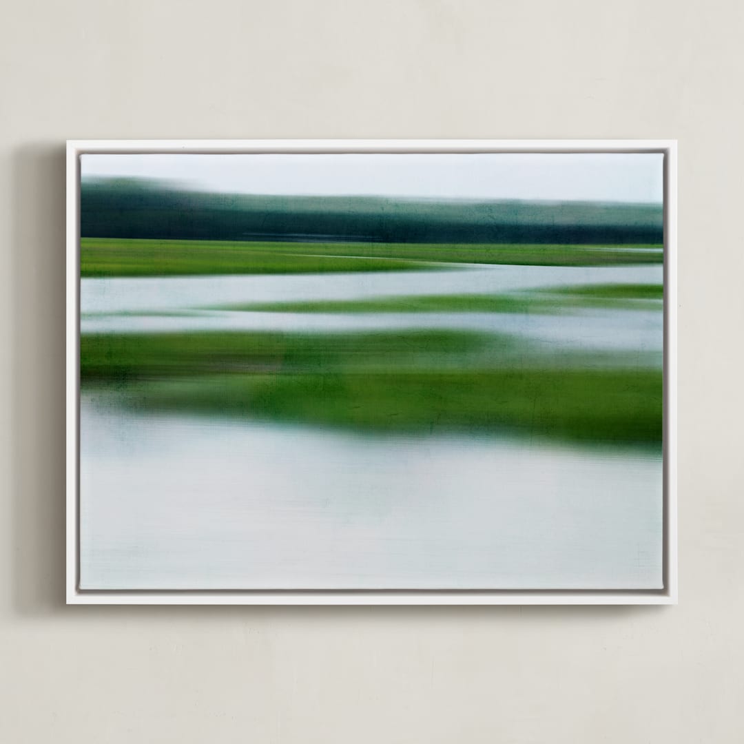 "Lush Glades l" - Art Print in Green Apple by Debra Pruskowski - Framed Canvas