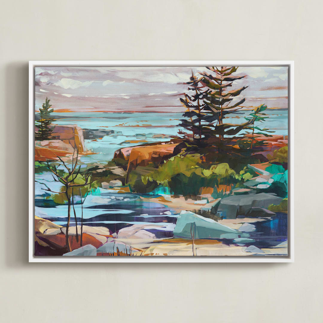 "For Shore" - Art Print in Lagoon by Jess Franks - Framed Canvas