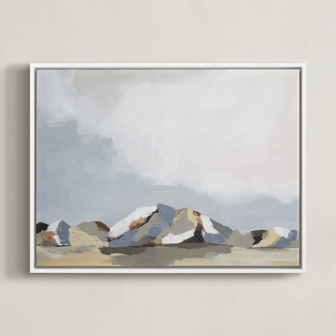 "Sundown in the Chisos" - Art Print in Ice Blue by Kati Ramer - Framed Canvas