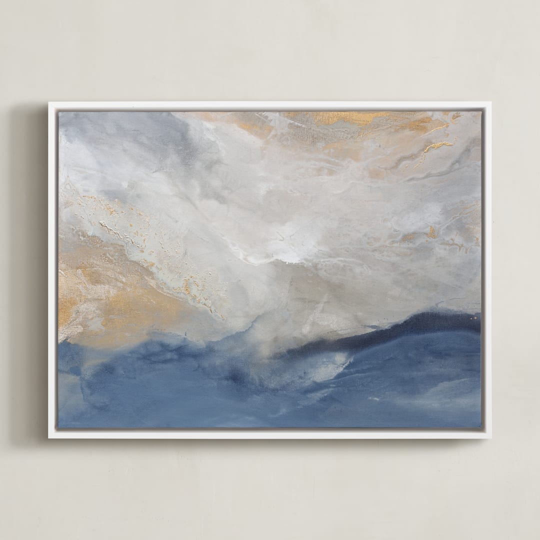 "Tangled Blue" - Art Print in Blue by Julia Contacessi - Framed Canvas