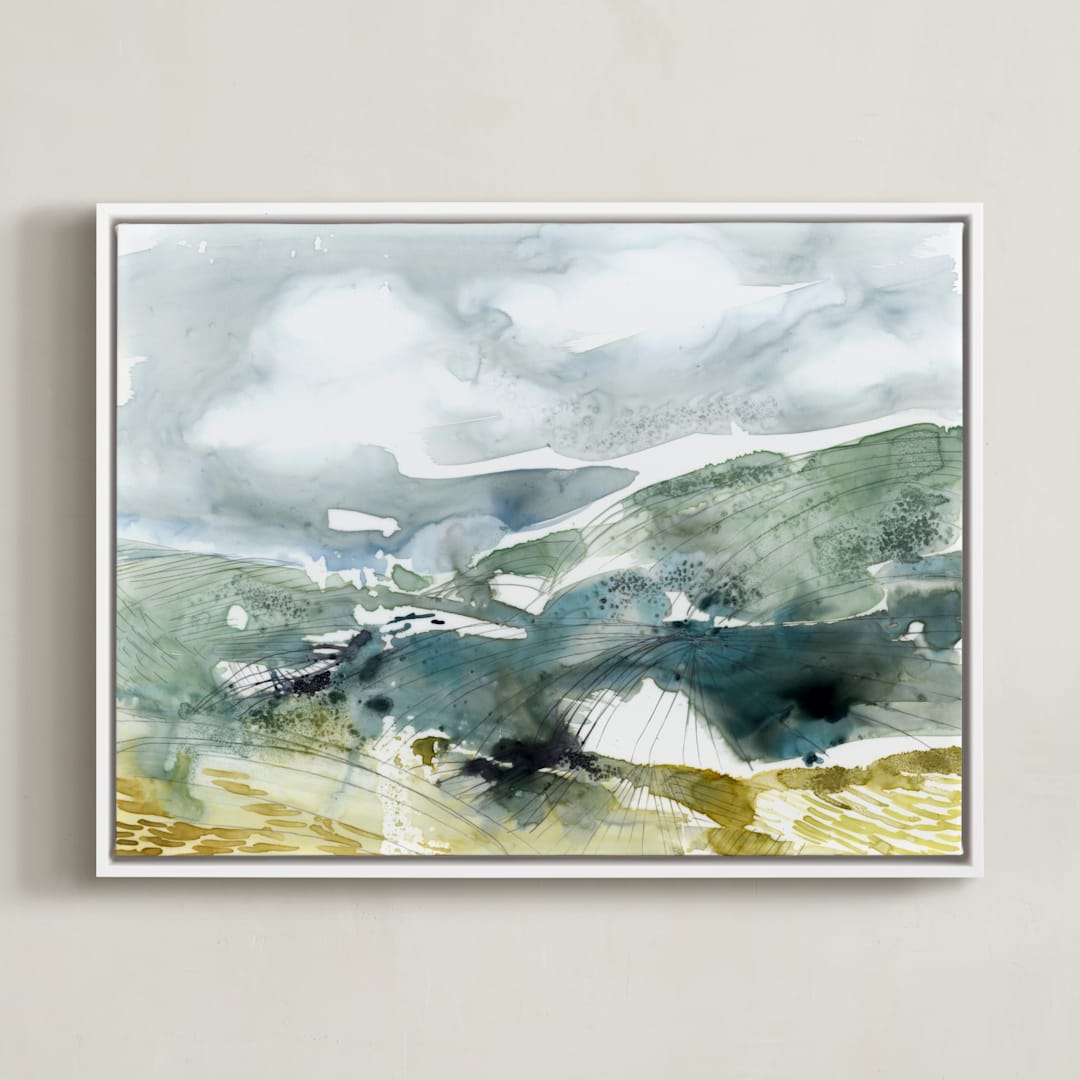 "Valley" - Art Print in Jade by Kelly Ventura - Framed Canvas