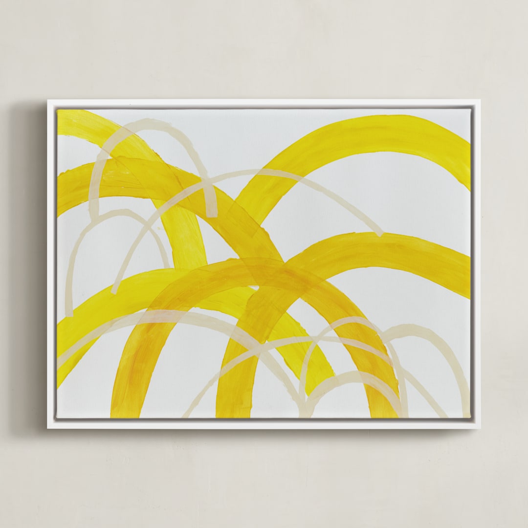 "Mountain Sunshine" - Art Print in Sunshine Yellow by Christina Flowers - Framed Canvas