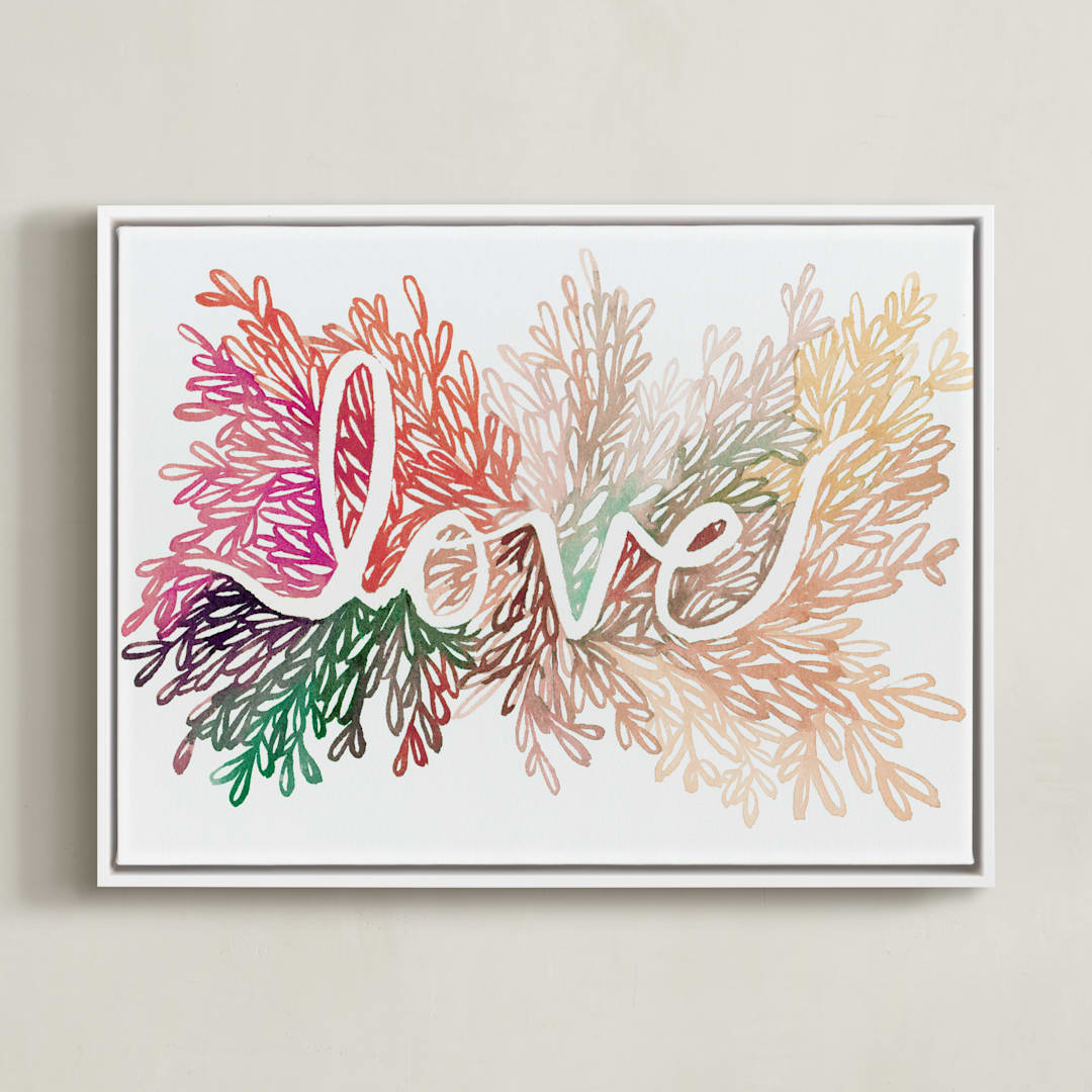 "Love" - Art Print in Blush by Kelly Ventura - Framed Canvas
